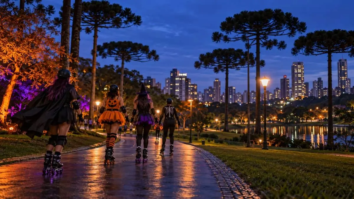 parc de Halloween pentru cicliști și patinatori