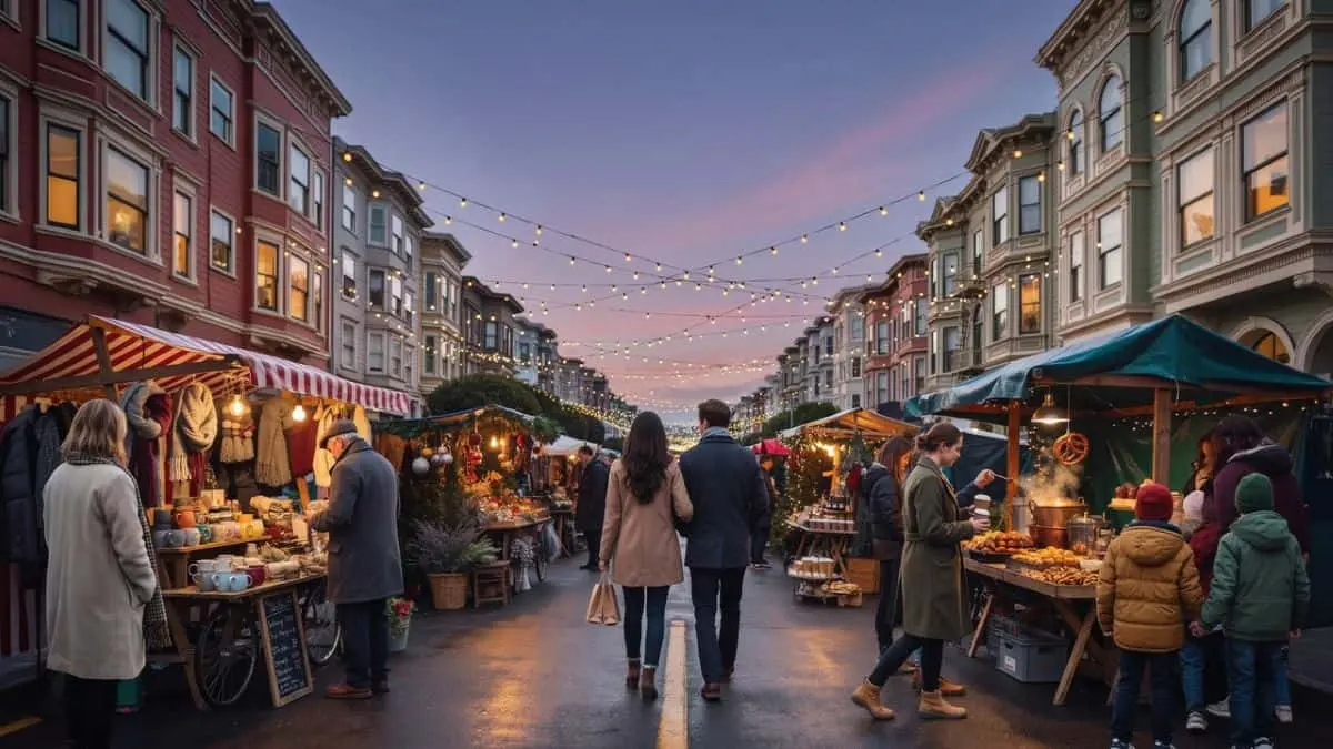 Piațele de Crăciun din vecinițele San Francisco transformă străzile în destinații de vacanță