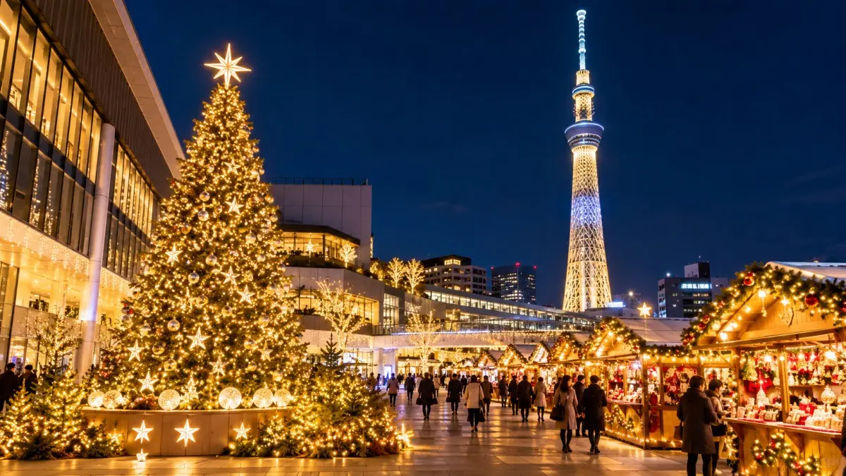 Tokyo se aprinde de Crăciun: Skytree devine o lume magică