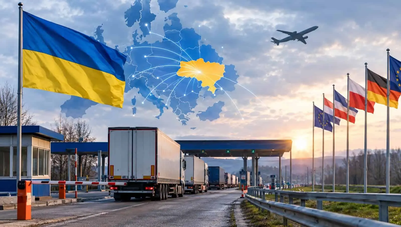 Ucraina se conectează cu alte țări prin rute terestre, spațiul aerian fiind închis